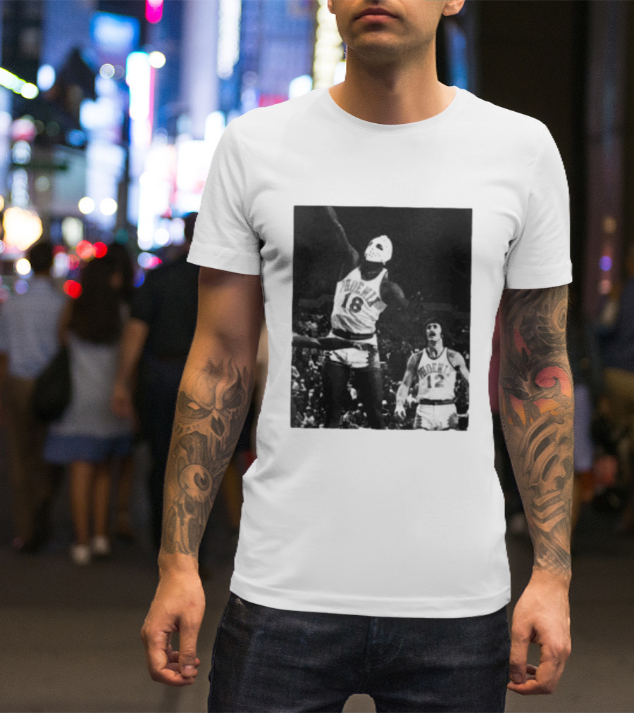 Curtis Perry Wearing Hockey Mask During Phoenix Suns NBA Game T-Shirt