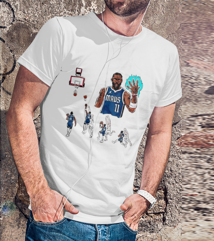 Dallas Mavericks Kyrie Irving Left Hand Hook Shot Game Winner Basketball Play Sequence T-Shirt