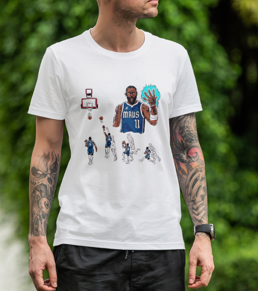 Dallas Mavericks Kyrie Irving Left Hand Hook Shot Game Winner Basketball Play Sequence T-Shirt