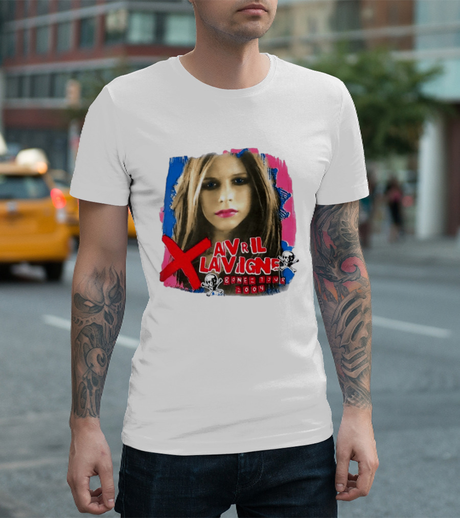 Avril Lavigne Bonez Tour 2004 Skull And Crossbones T-Shirt