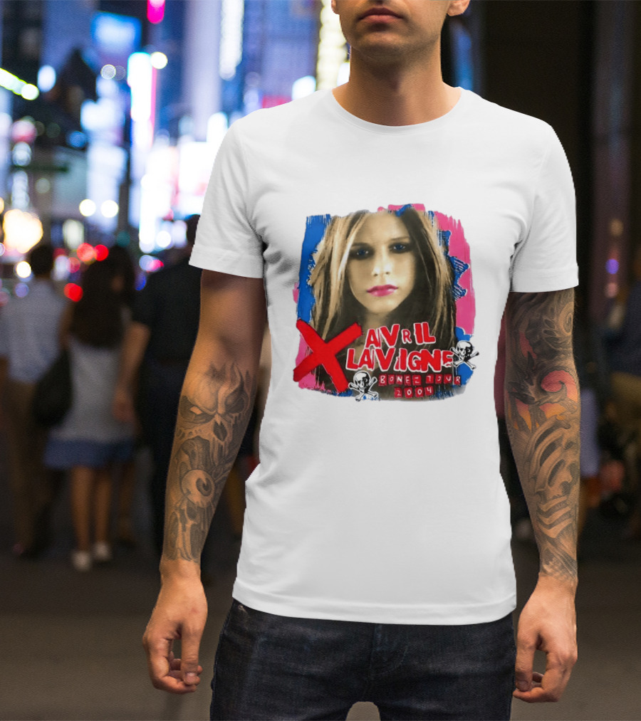 Avril Lavigne Bonez Tour 2004 Skull And Crossbones T-Shirt