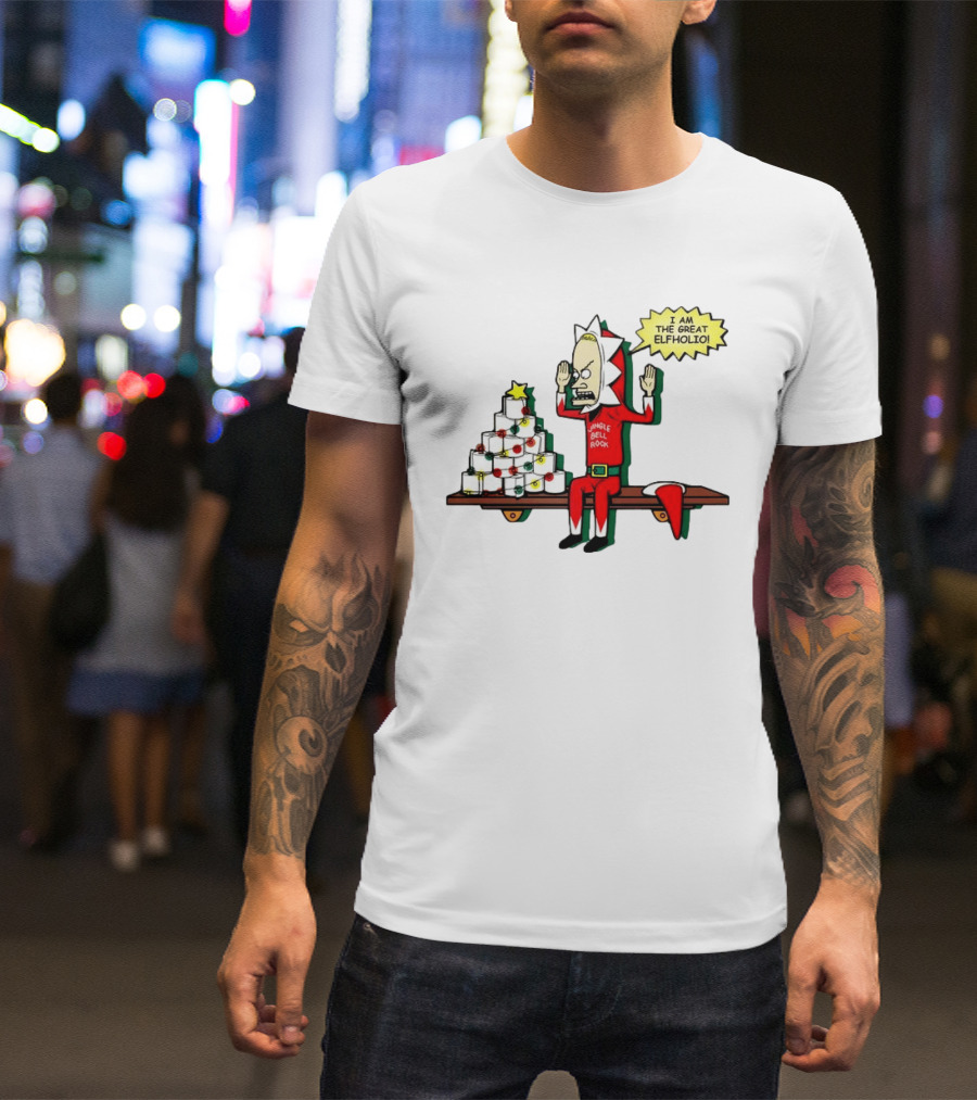 Beavis Jingle Bell Rock I Am The Great Elfholio Christmas T-Shirt