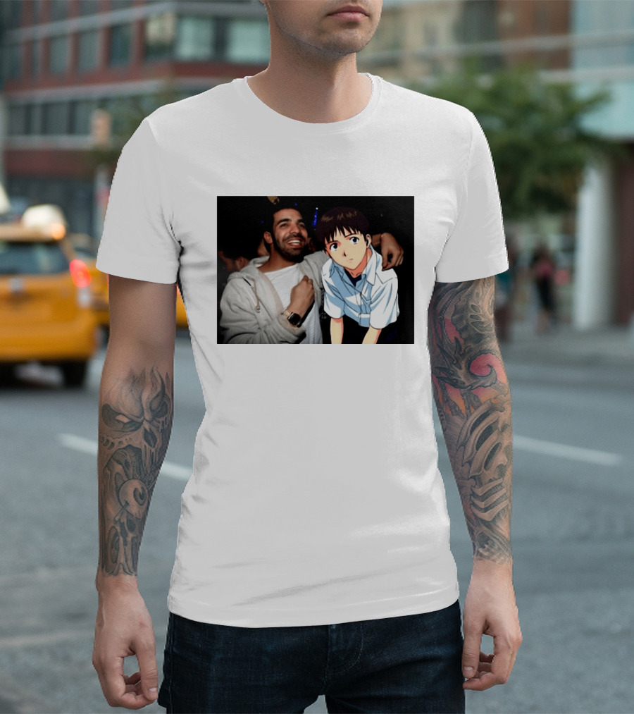Drake With Shinji Ikari From Evangelion Anime T-Shirt