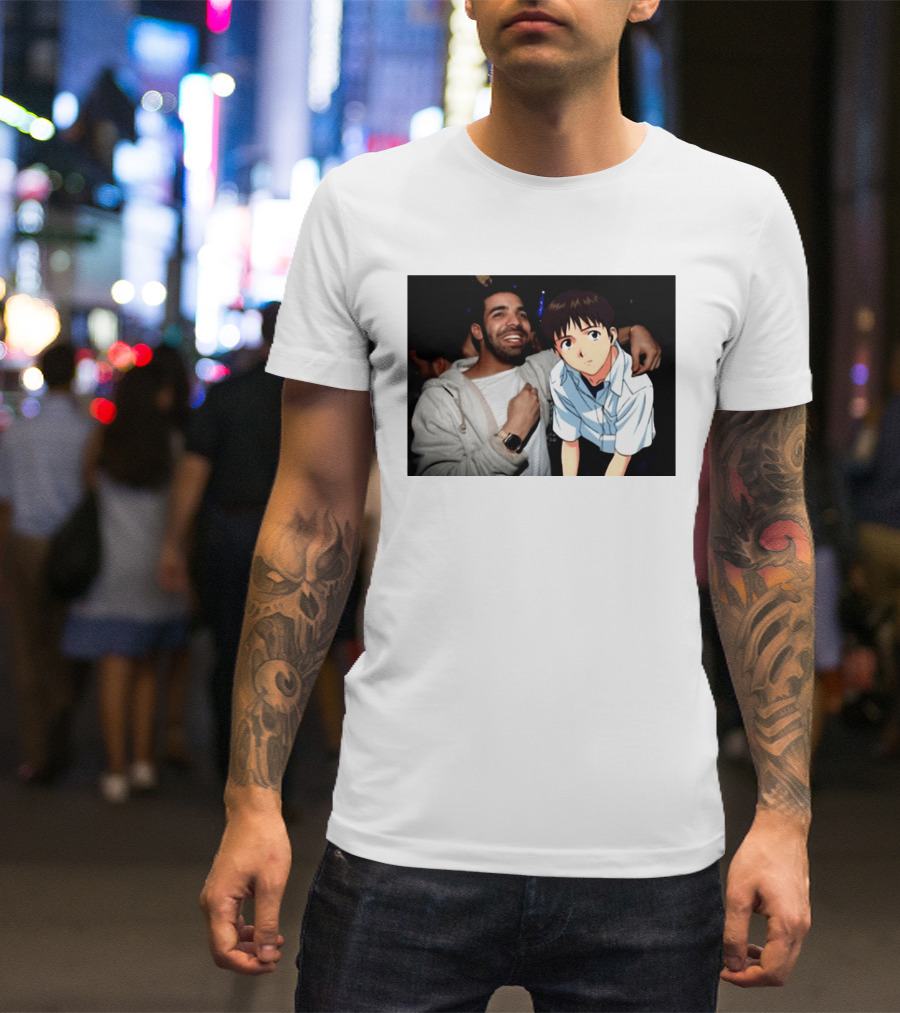 Drake With Shinji Ikari From Evangelion Anime T-Shirt