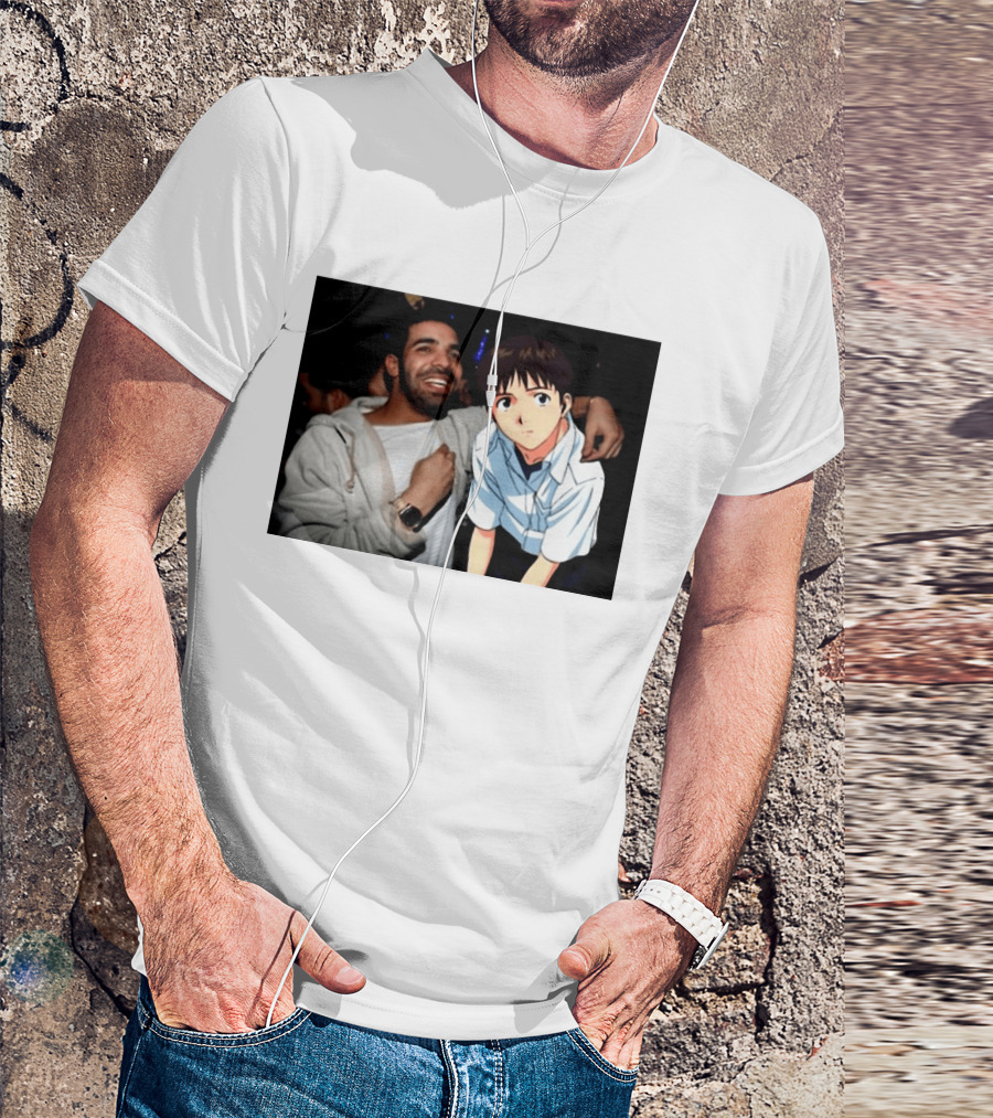 Drake With Shinji Ikari From Evangelion Anime T-Shirt
