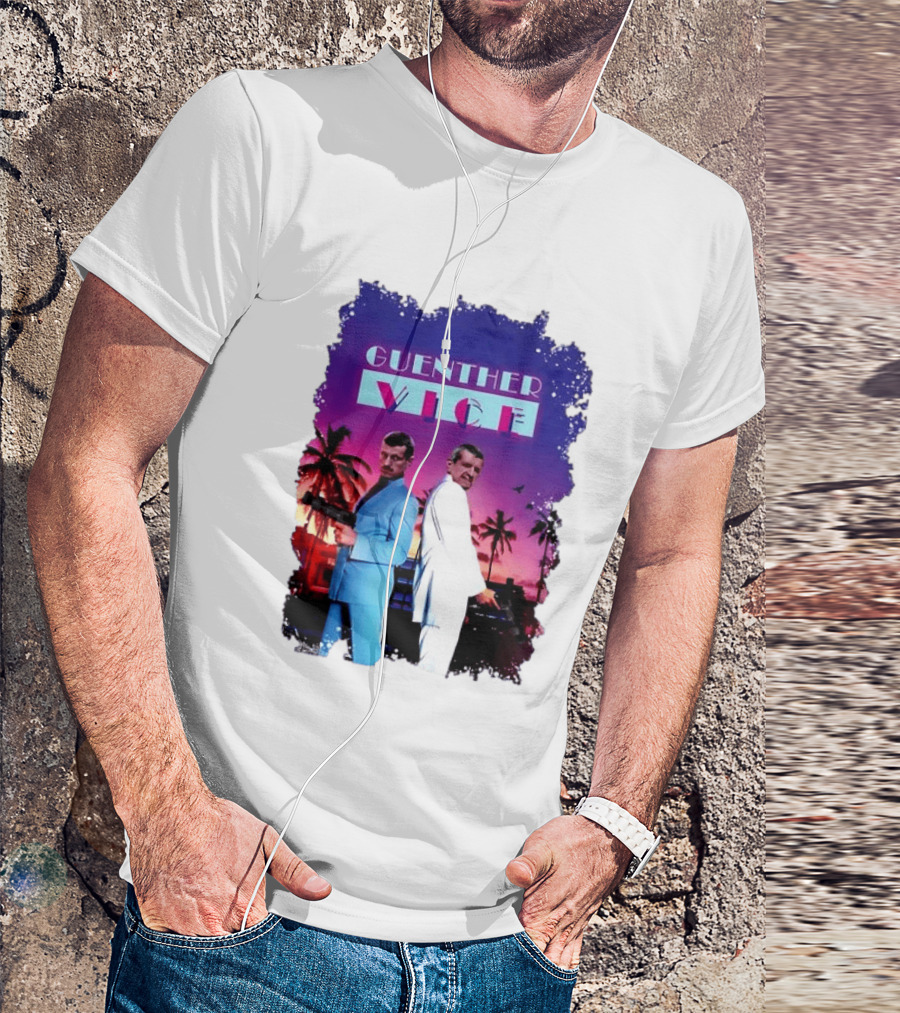Guenther Vice 80s Retro Miami Style Palm Trees Sunset T-Shirt
