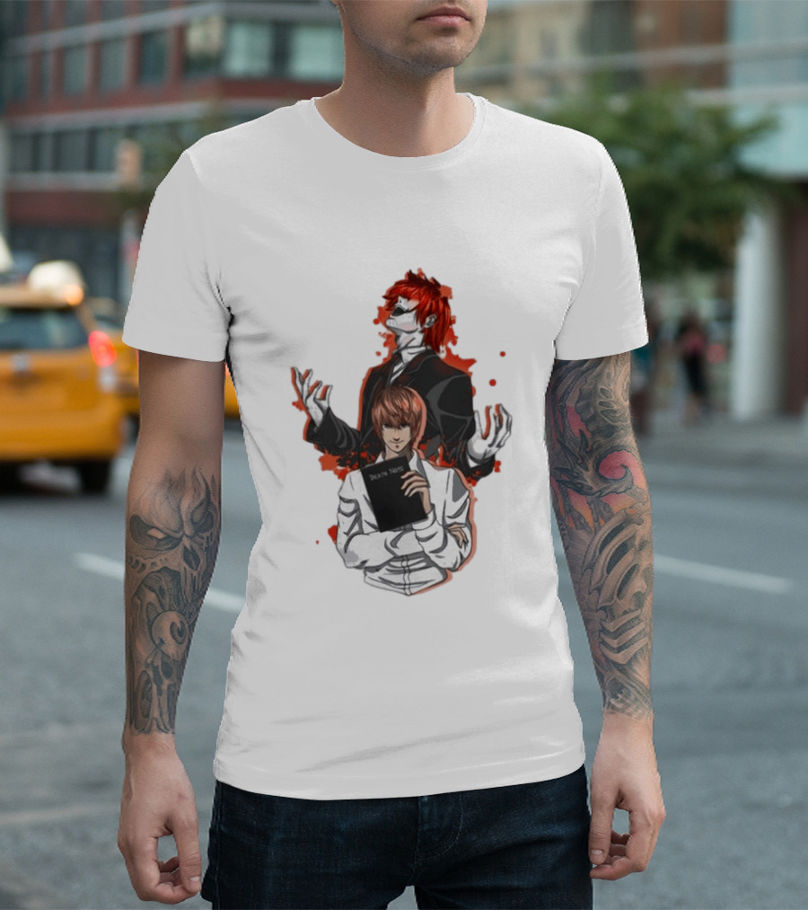 Light Yagami Raito And Ryuk Holding Death Note Anime T-Shirt