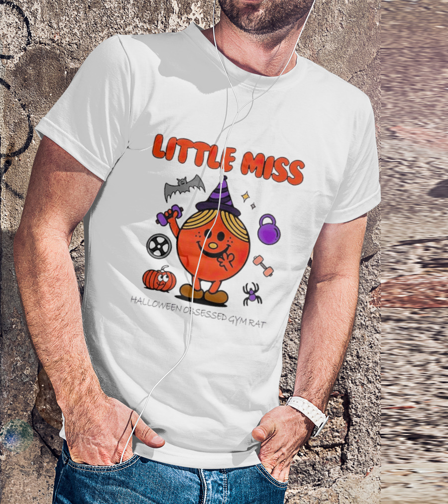 Little Miss Halloween Obsessed Gym Rat Witch With Pumpkins And Weights T-Shirt