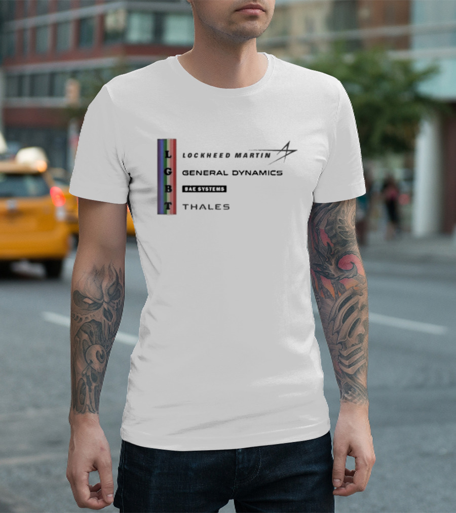 Lockheed Martin General Dynamics BAE Systems Thales LGBT Rainbow Vertical T-Shirt