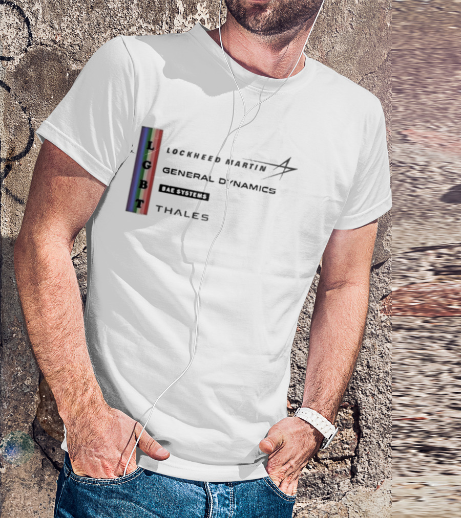 Lockheed Martin General Dynamics BAE Systems Thales LGBT Rainbow Vertical T-Shirt
