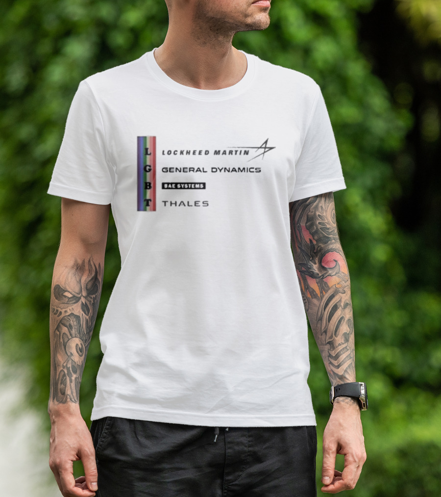 Lockheed Martin General Dynamics BAE Systems Thales LGBT Rainbow Vertical T-Shirt
