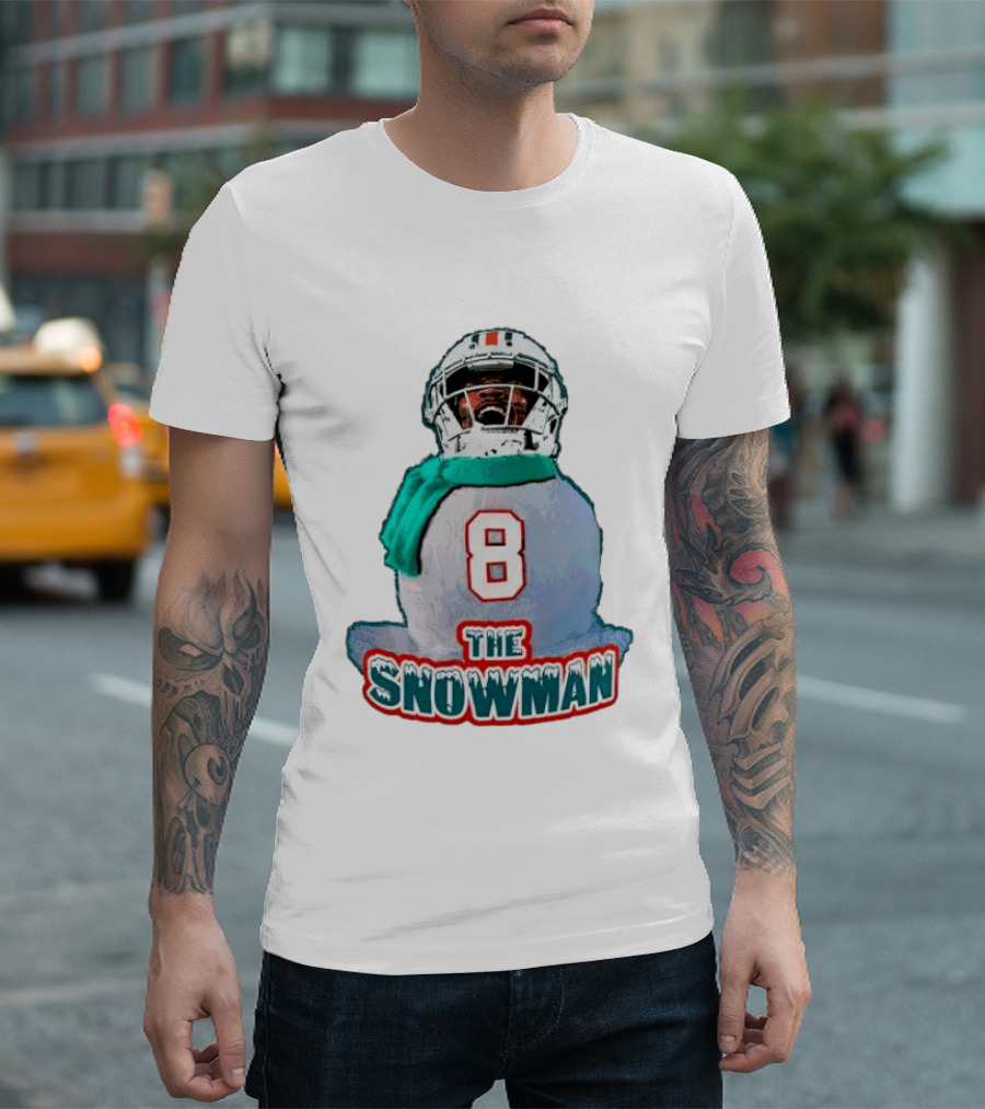 Miami Dolphins Jevon Holland 8 The Snowman Christmas T-Shirt