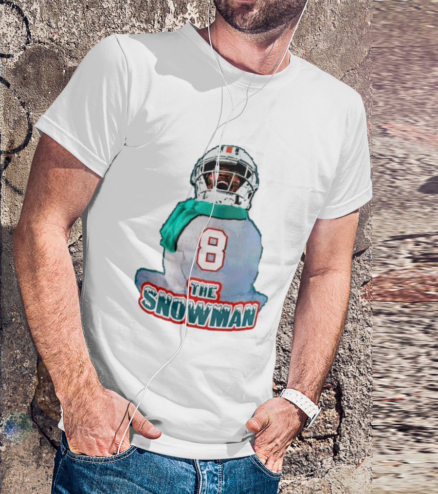 Miami Dolphins Jevon Holland 8 The Snowman Christmas T-Shirt