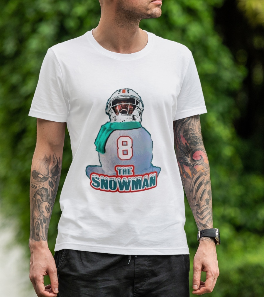 Miami Dolphins Jevon Holland 8 The Snowman Christmas T-Shirt