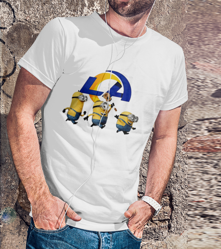 Minions LA Rams Football Team Crossover Fun T-Shirt