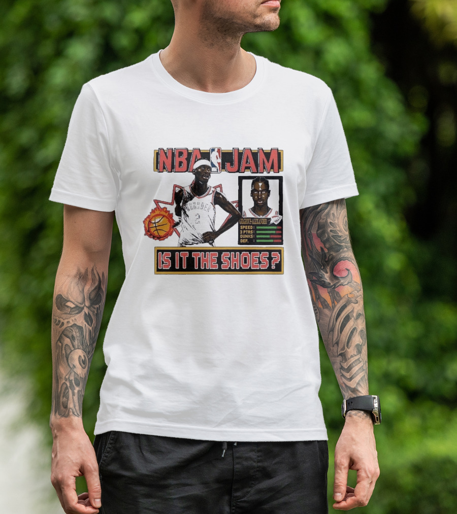 Shai Gilgeous Alexander Oklahoma City Thunder NBA Jam Is It The Shoes Homage Tri Blend T-Shirt
