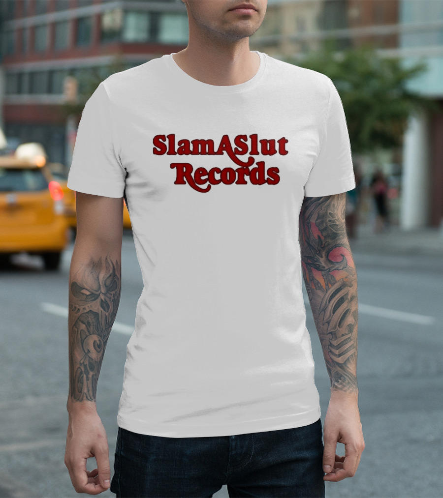 SlamASlut Records Vintage Inspired Music Label T-Shirt