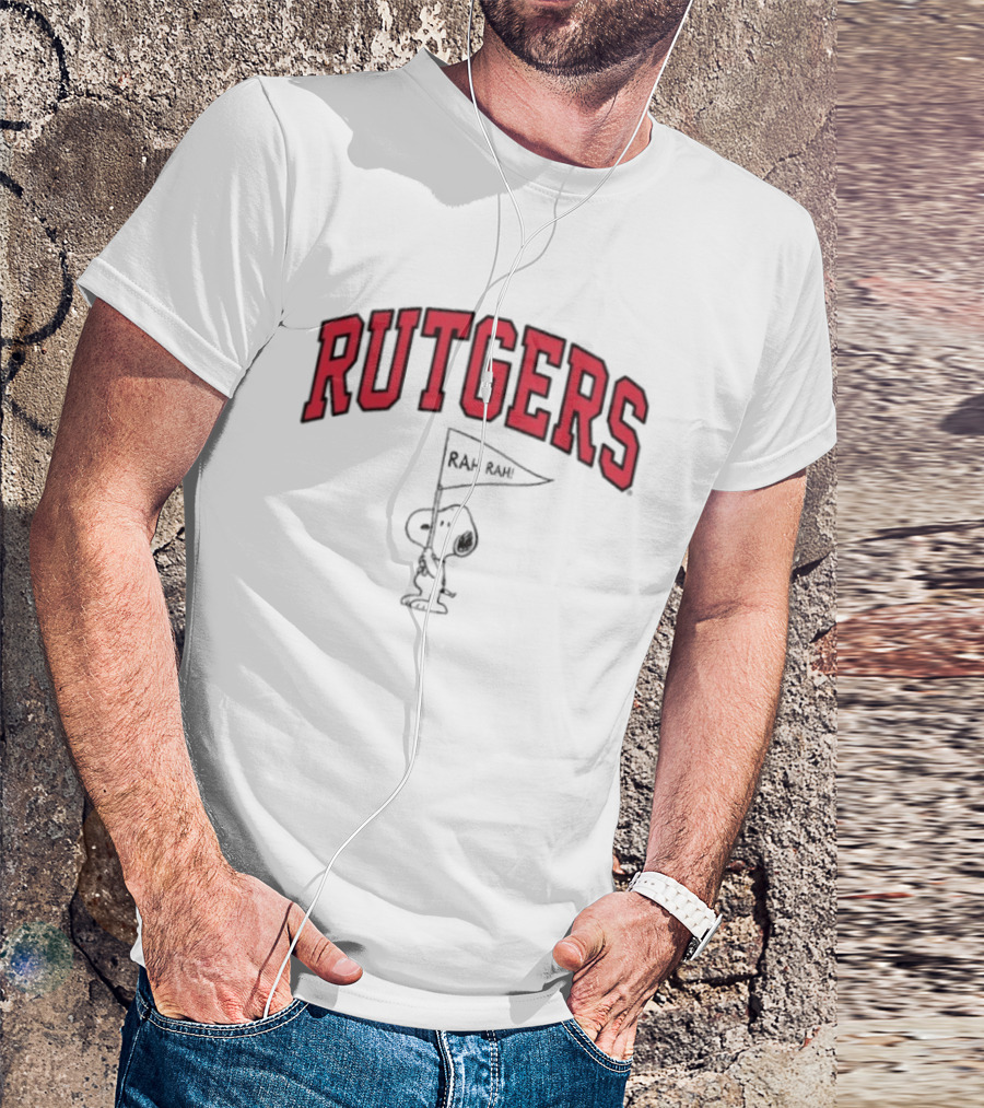 Rutgers Scarlet Knights Snoopy Rah Rah Flag T-Shirt