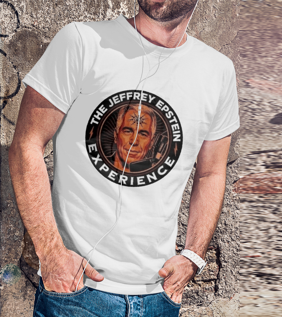 The Jeffrey Epstein Experience Meme Parody Headshot With Microphone And Psychedelic T-Shirt