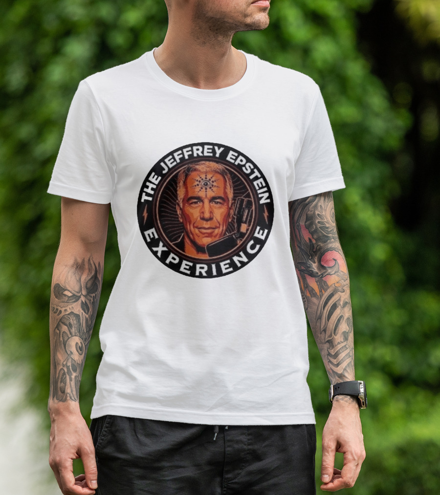 The Jeffrey Epstein Experience Meme Parody Headshot With Microphone And Psychedelic T-Shirt