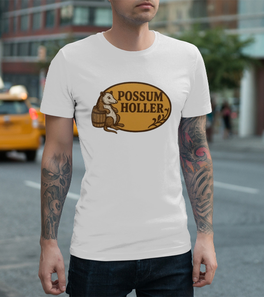 Possum Holler Rustic Opossum With Barrel T-Shirt