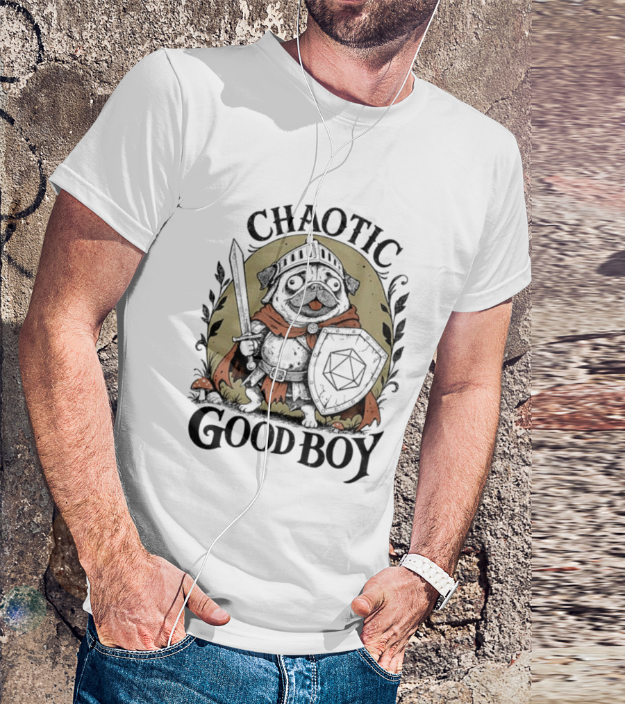 Chaotic Good Boy Pug Knight Adventure Dungeons And Dragons T-Shirt
