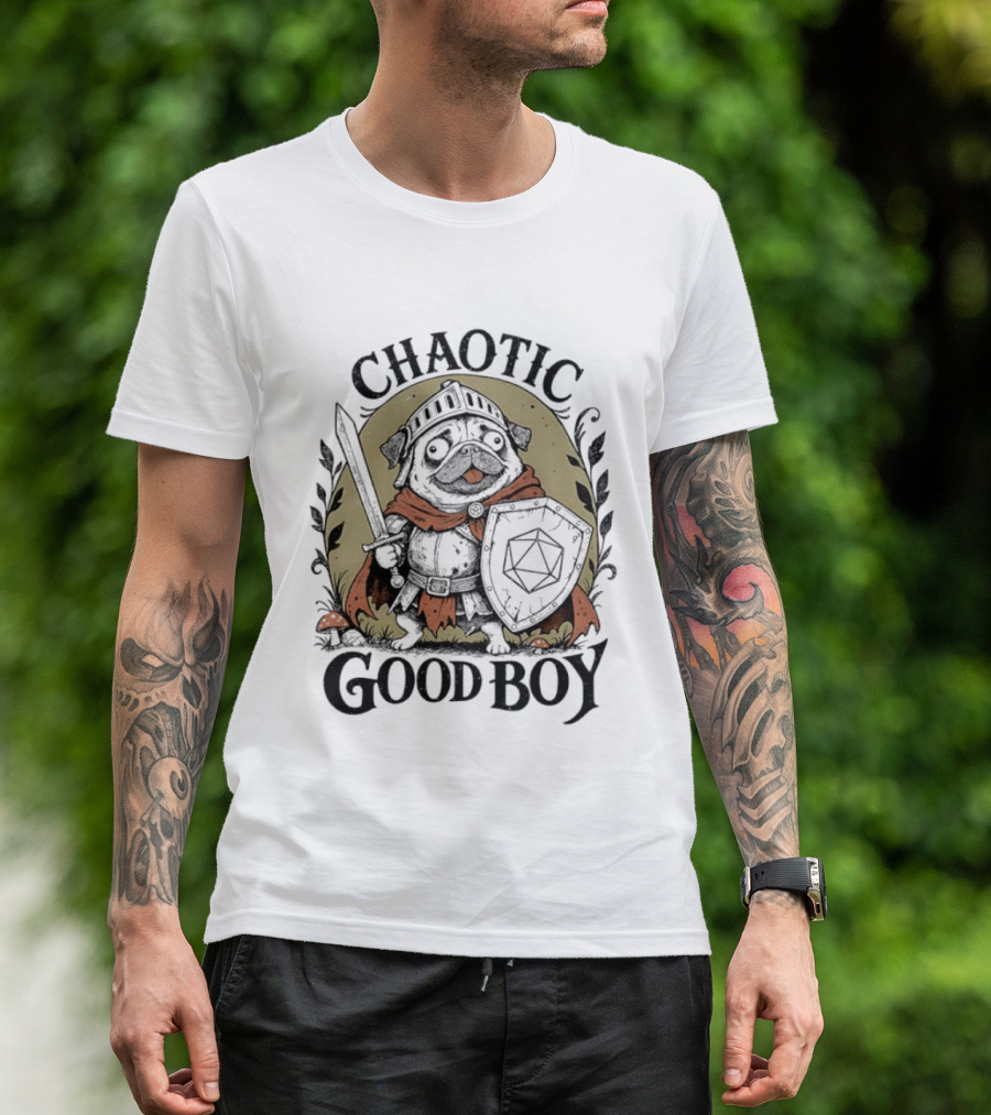 Chaotic Good Boy Pug Knight Adventure Dungeons And Dragons T-Shirt