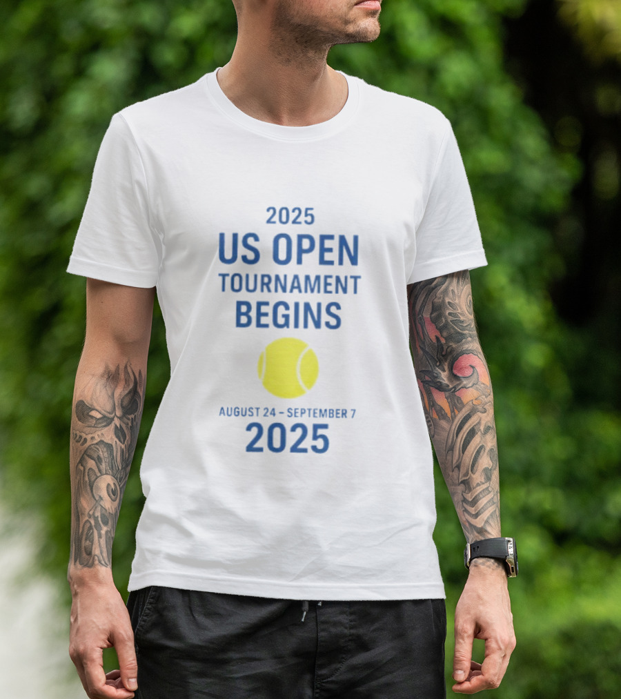 2025 US Open Tournament Begins August 24 To September 7 Tennis Ball T-Shirt