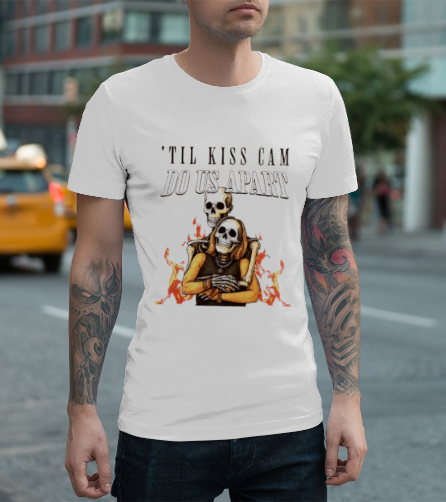 Til Kiss Cam Do Us Part Skeleton Halloween Flames T-Shirt