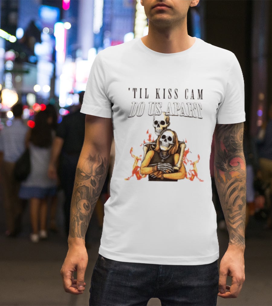 Til Kiss Cam Do Us Part Skeleton Halloween Flames T-Shirt