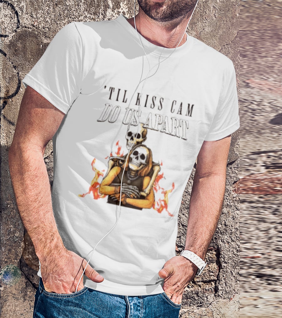 Til Kiss Cam Do Us Part Skeleton Halloween Flames T-Shirt