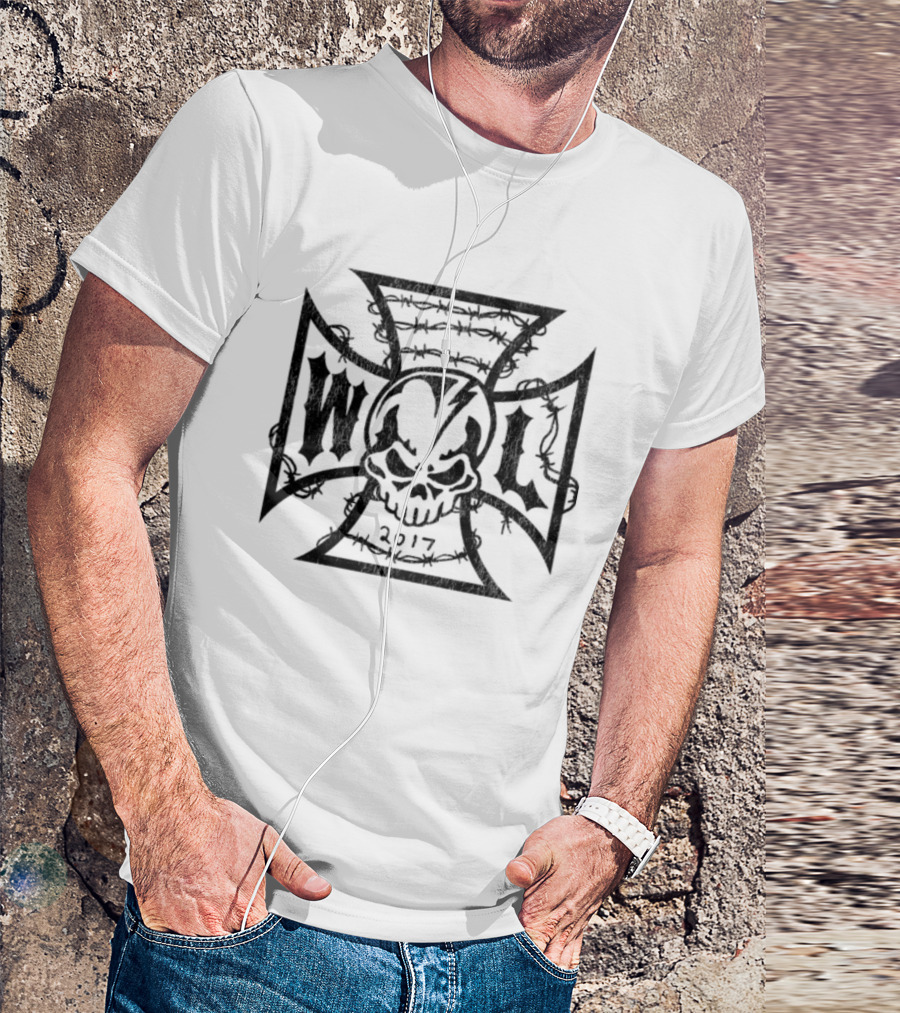 Warren Lotas Iron Cross Skull W L 2017 White T-Shirt