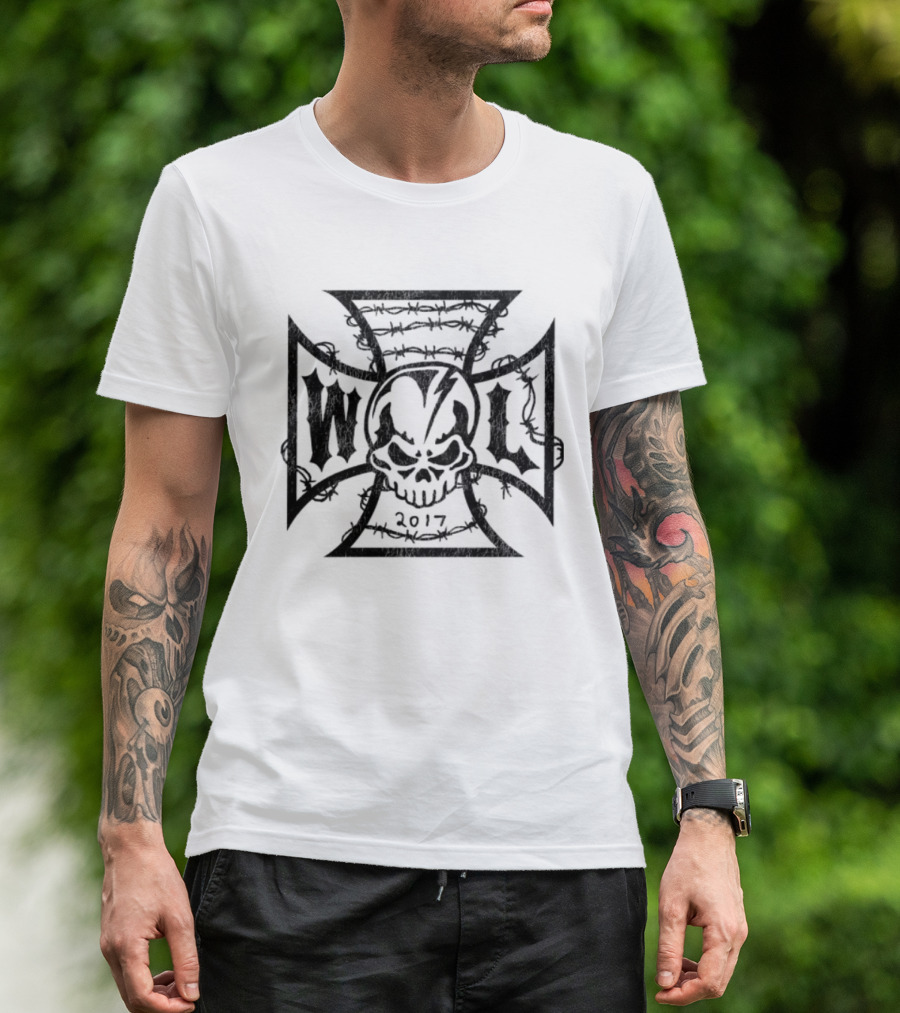 Warren Lotas Iron Cross Skull W L 2017 White T-Shirt