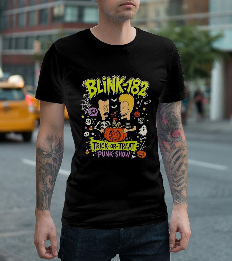 Blink 182 Beavis And Butt Head Halloween Trick Or Treat Punk Show T-Shirt