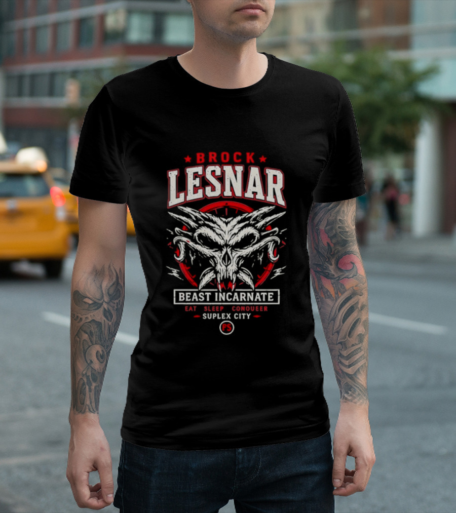 Brock Lesnar Beast Incarnate Eat Sleep Conquer Suplex City Skull Motif T-Shirt