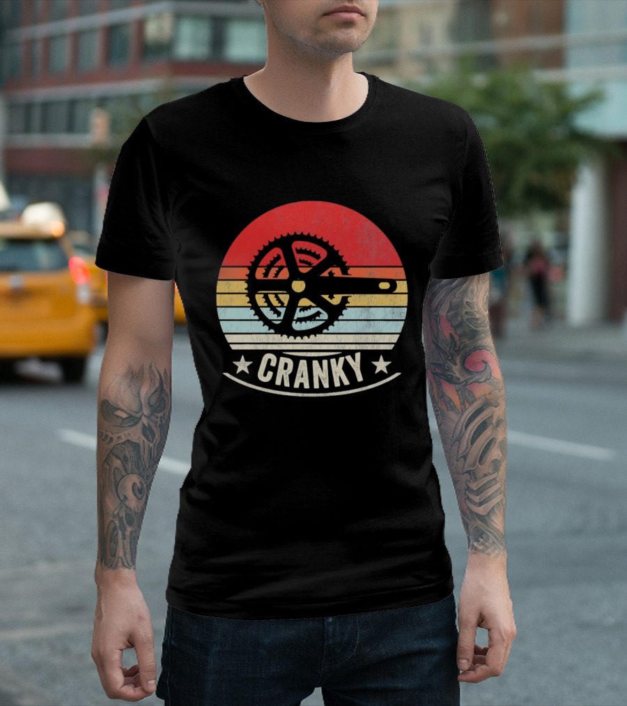 Cranky Sunset Bike Crank Retro Vintage Cycling T-Shirt