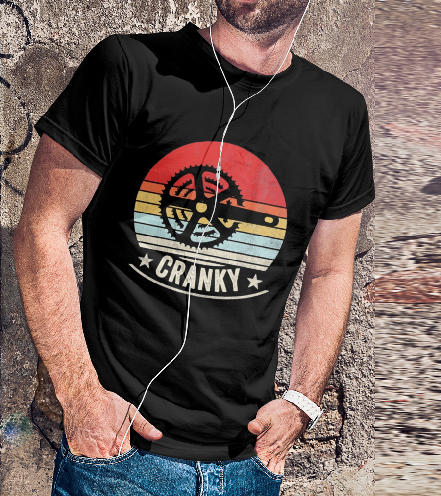 Cranky Sunset Bike Crank Retro Vintage Cycling T-Shirt