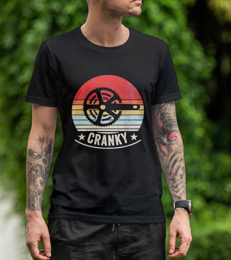 Cranky Sunset Bike Crank Retro Vintage Cycling T-Shirt