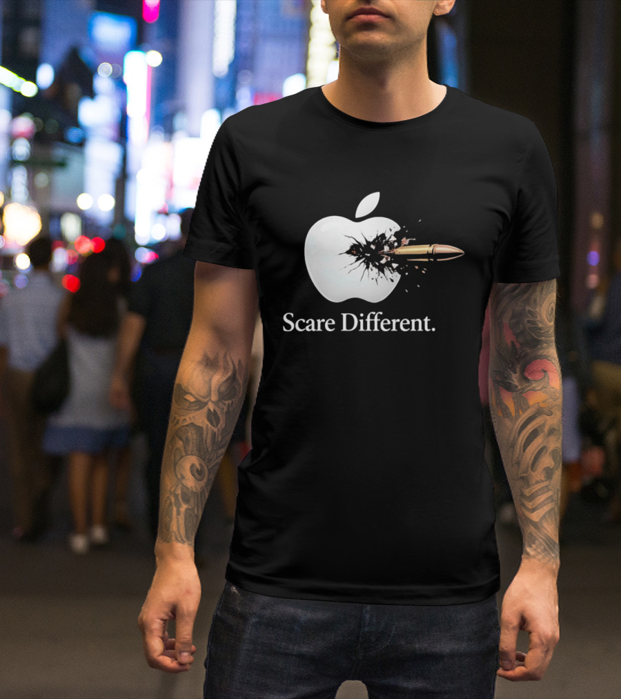Scare Different Apple Bullet Hole Explosion T-Shirt