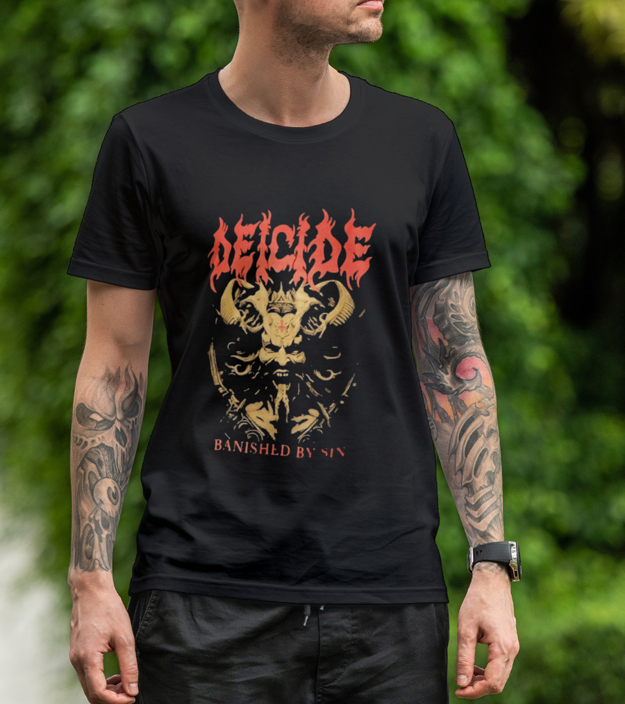 Deicide Banished By Sin Skull And Horns Death Metal T-Shirt