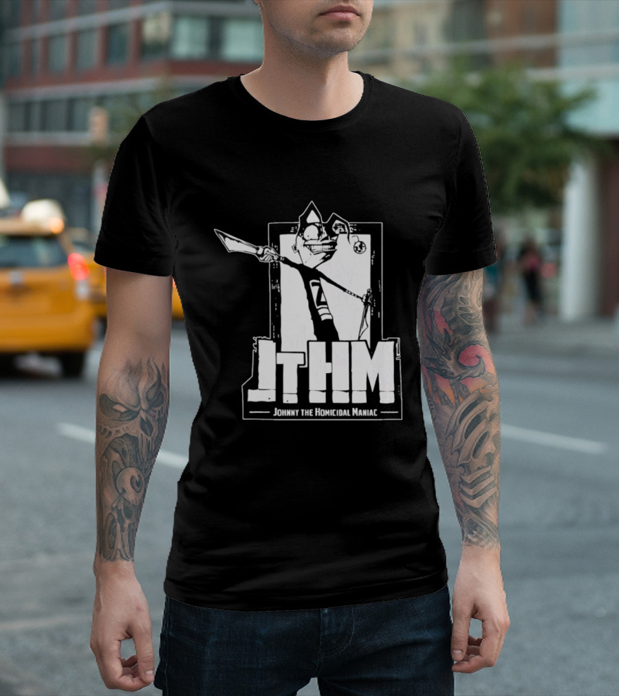 JTHM Johnny The Homicidal Maniac Distressed Black And White Comic T-Shirt