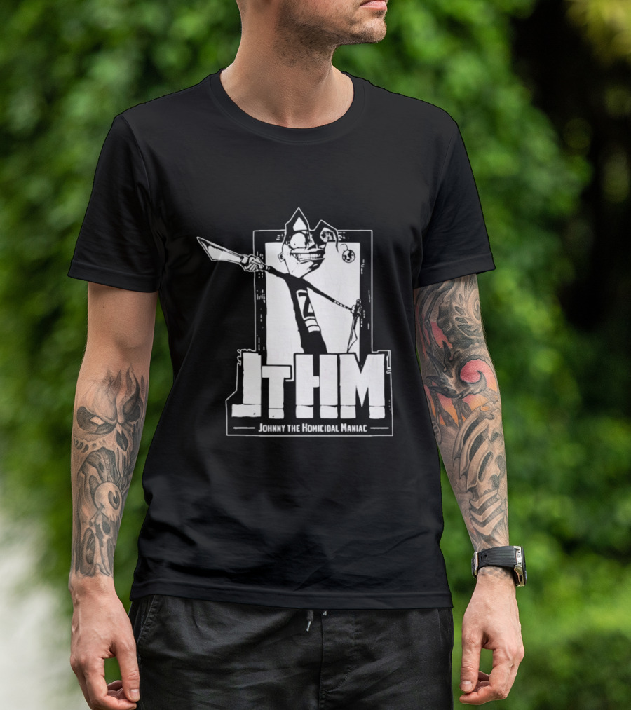 JTHM Johnny The Homicidal Maniac Distressed Black And White Comic T-Shirt