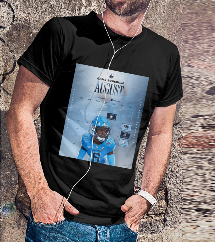 Toronto Argonauts August Game Schedule 2023 CFL Football Player Calendar T-Shirt