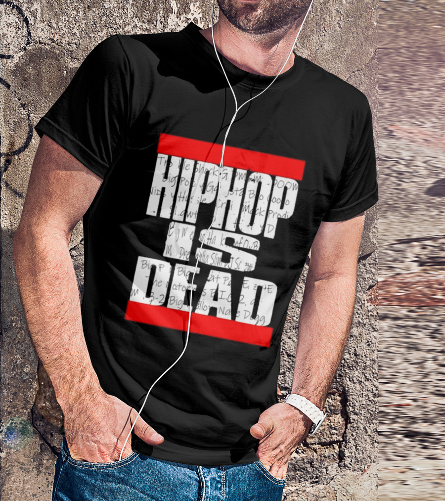 Hip Hop Is Dead White Text With Red Bars T-Shirt