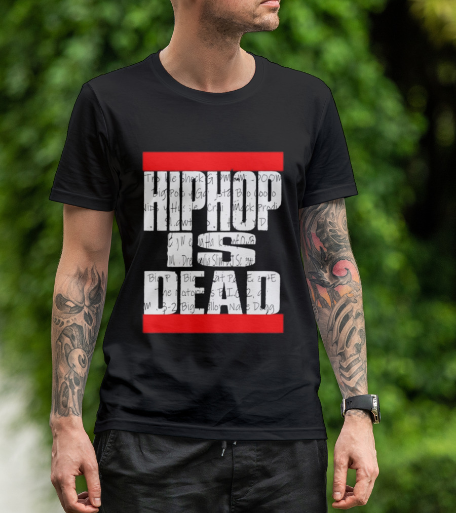 Hip Hop Is Dead White Text With Red Bars T-Shirt