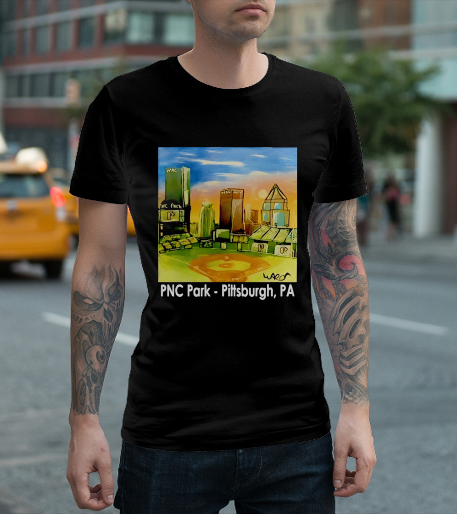 PNC Park Pittsburgh PA Baseball Skyline Art Print T-Shirt