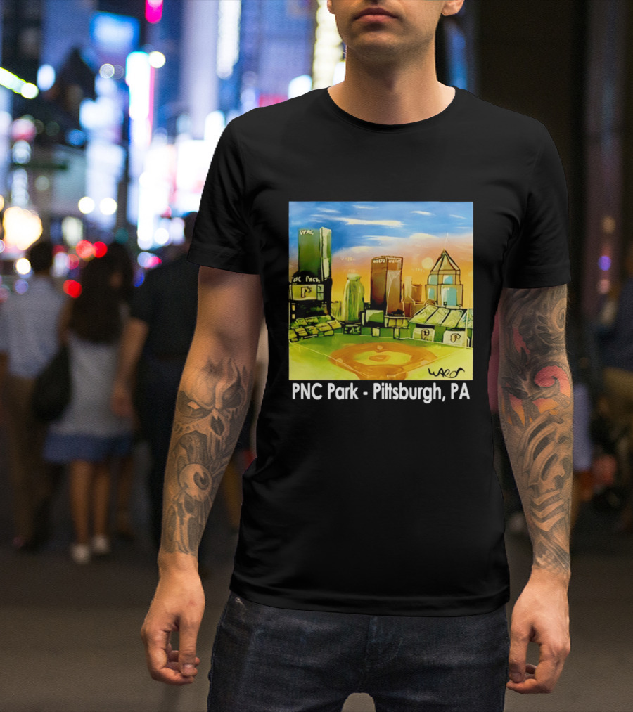 PNC Park Pittsburgh PA Baseball Skyline Art Print T-Shirt
