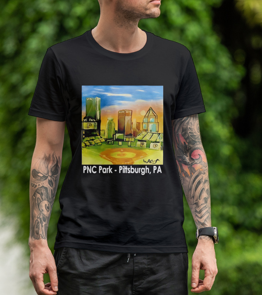 PNC Park Pittsburgh PA Baseball Skyline Art Print T-Shirt