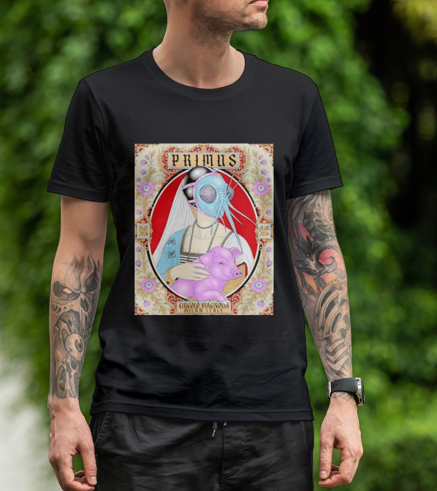 Primus Circolo Magnolia Milan Italy July August 2026 Concert Floral T-Shirt