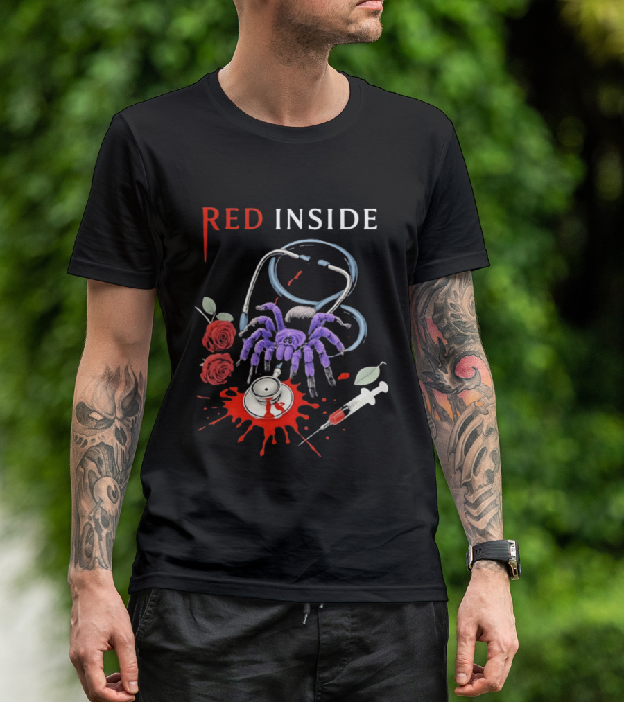 Red Inside Purple Tarantula Stethoscope Syringe Roses T-Shirt